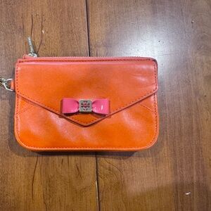 Tory Burch Vibrant Orange Wristlet with Pink Accent